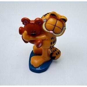 RARE VTG Paws Garfield Loves Pooky Teddy Bear Hug PVC Vinyl Figure Cake Topper